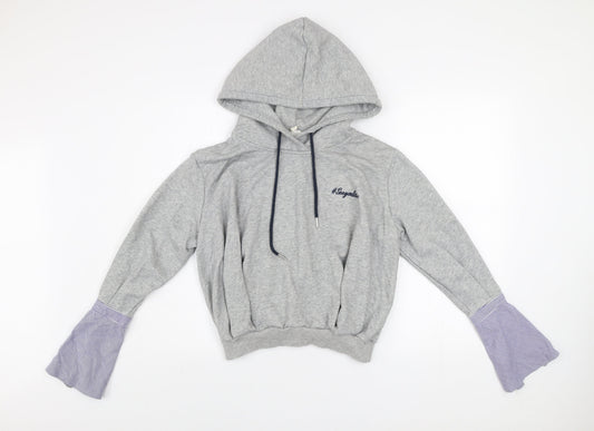 Evidnt Los Angeles Women's Grey Pullover Hoodie XS Flared Sleeve Cotton