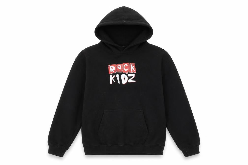 JustHoods Boys Black Rock Kidz Pullover Hoodie XL 12-13 Years Fleece