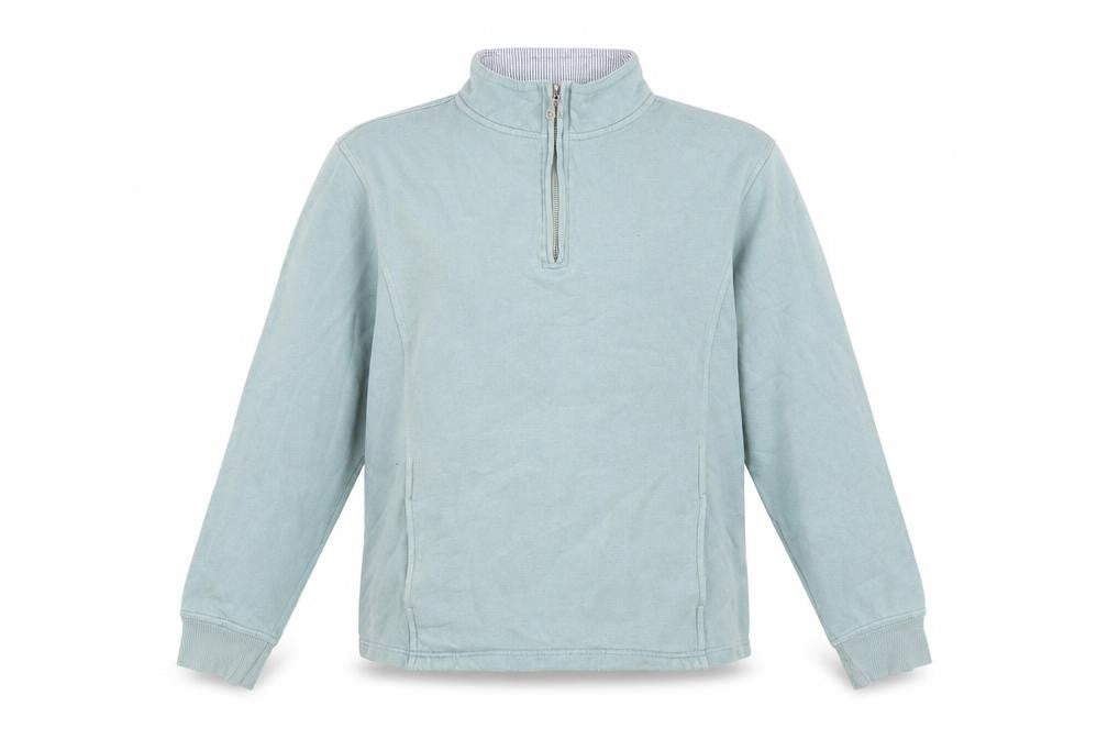 Cotton Traders Women Duck Egg Blue 1/4 Zip Pullover Sweatshirt Size 16
