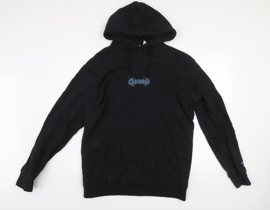 Adidas Mens Black Large Pullover Hoodie Cotton Graphic Print