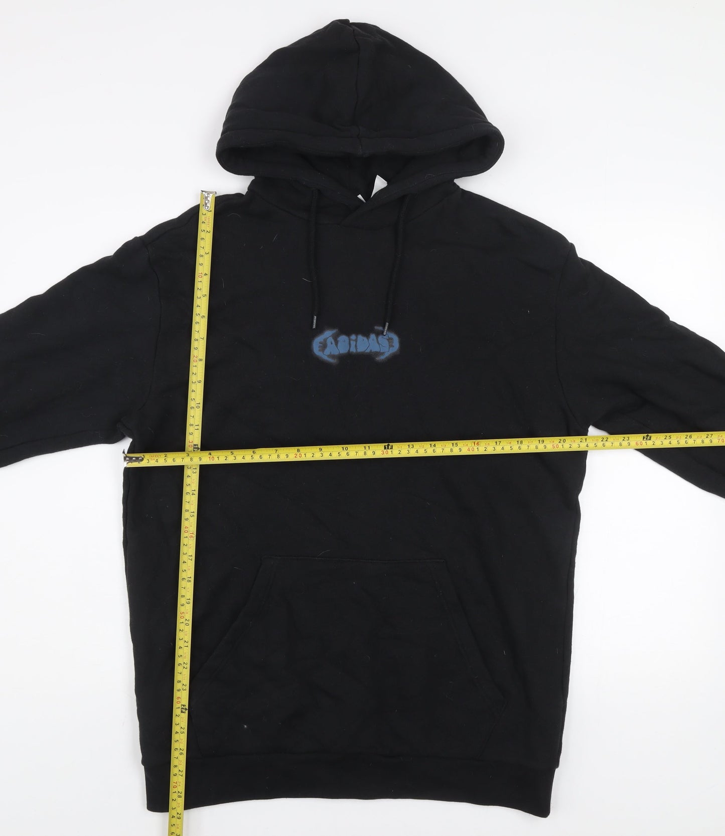 Adidas Mens Black Large Pullover Hoodie Cotton Graphic Print