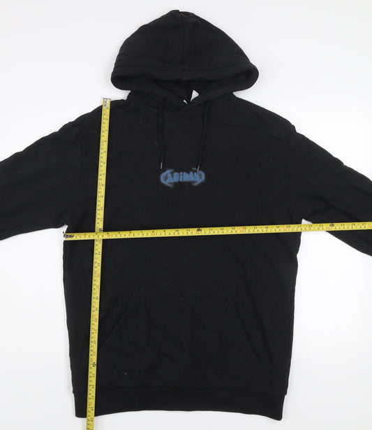 Adidas Mens Black Large Pullover Hoodie Cotton Graphic Print