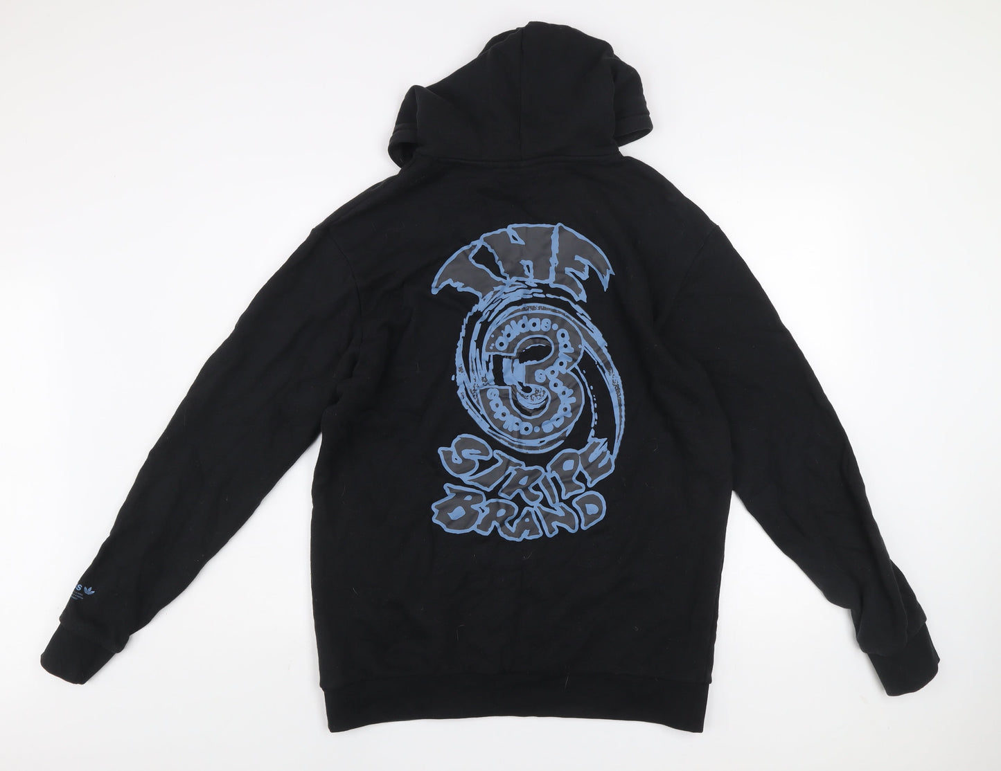 Adidas Mens Black Large Pullover Hoodie Cotton Graphic Print