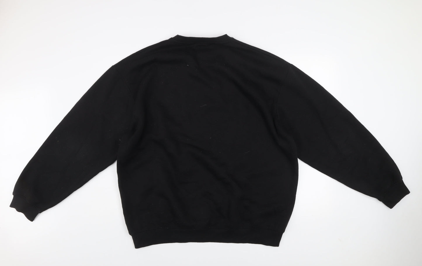 boohooMAN Men's Black Embroidered Logo Pullover Sweatshirt Size L
