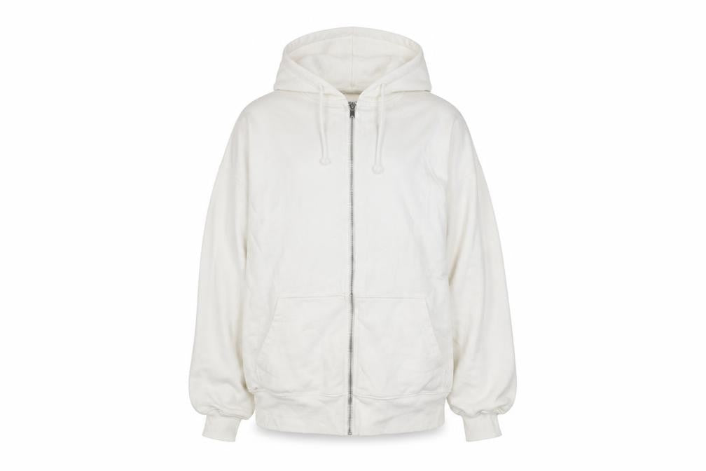 DIVIDED Mens White L Basic Full Zip Hooded Cotton Blend Active Jacket