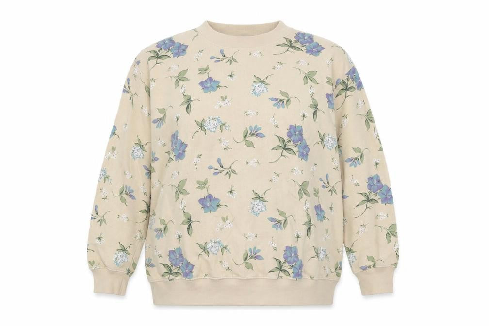 Damart Womens Beige Floral Crew Neck Pullover Sweatshirt Size 20/22