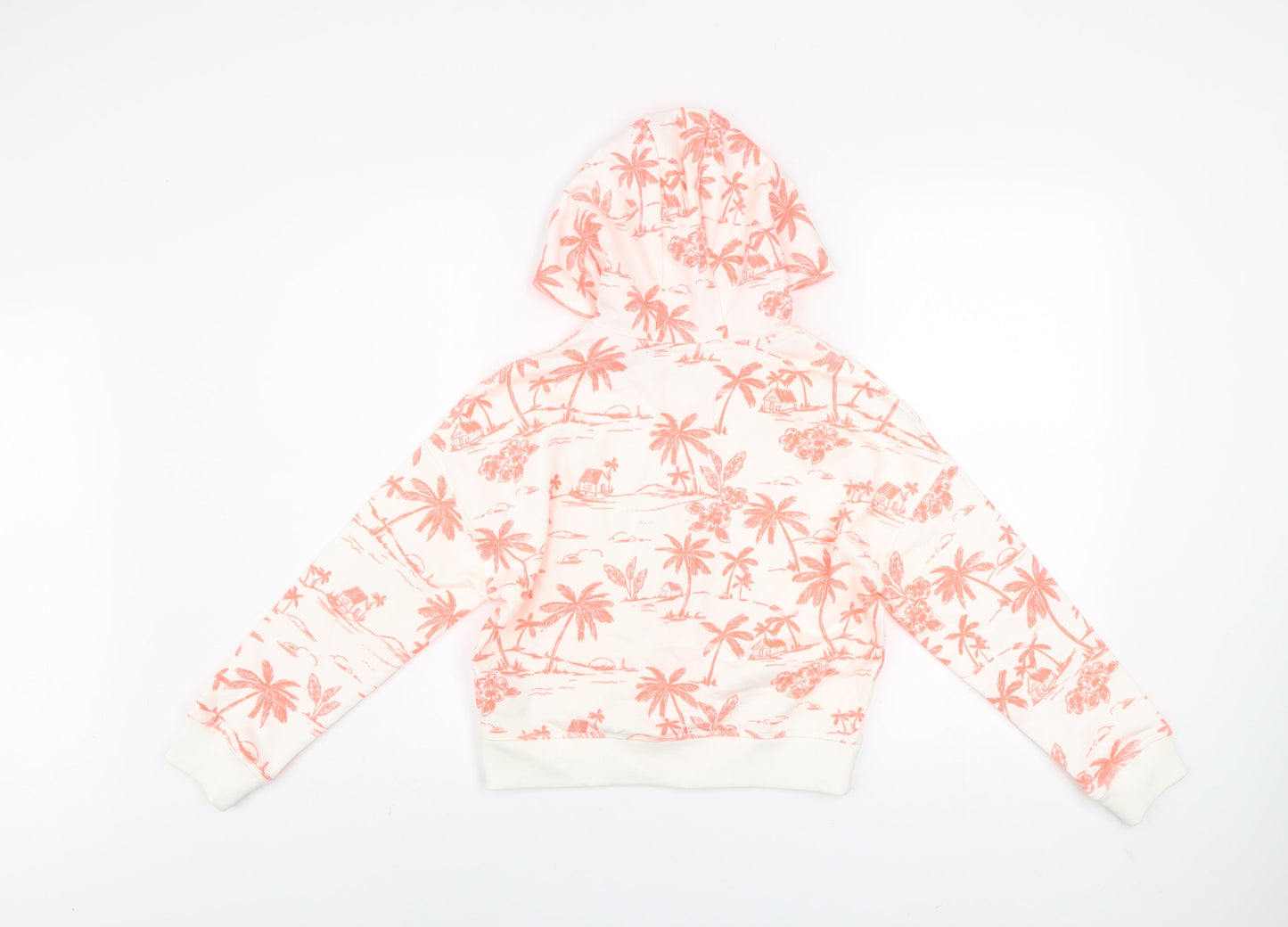 Marks and Spencer Girls Pink Tropical Print Hooded Zip Jacket 10-11 Years