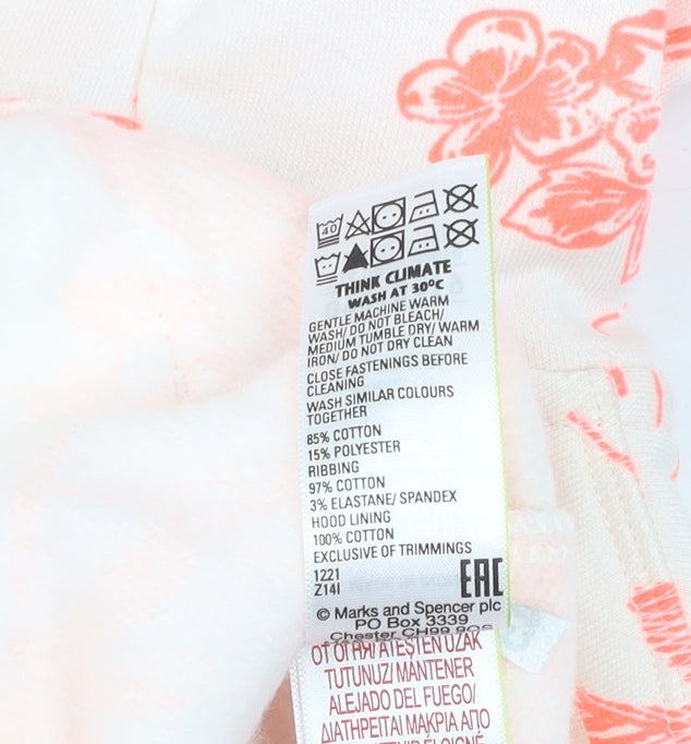 Marks and Spencer Girls Pink Tropical Print Hooded Zip Jacket 10-11 Years