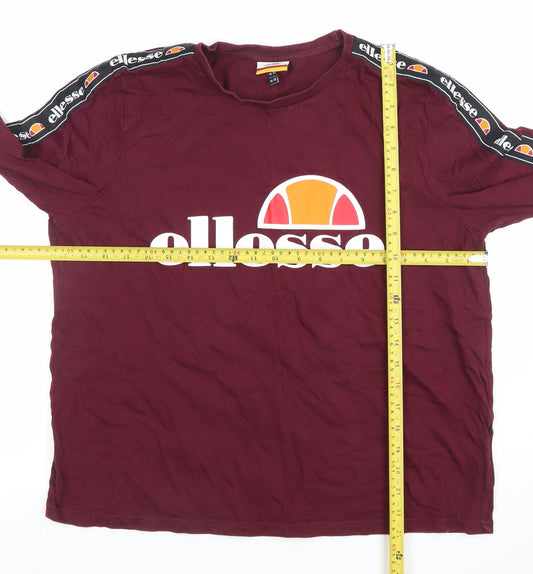 Ellesse Womens Red Long Sleeve Logo T-Shirt UK 14