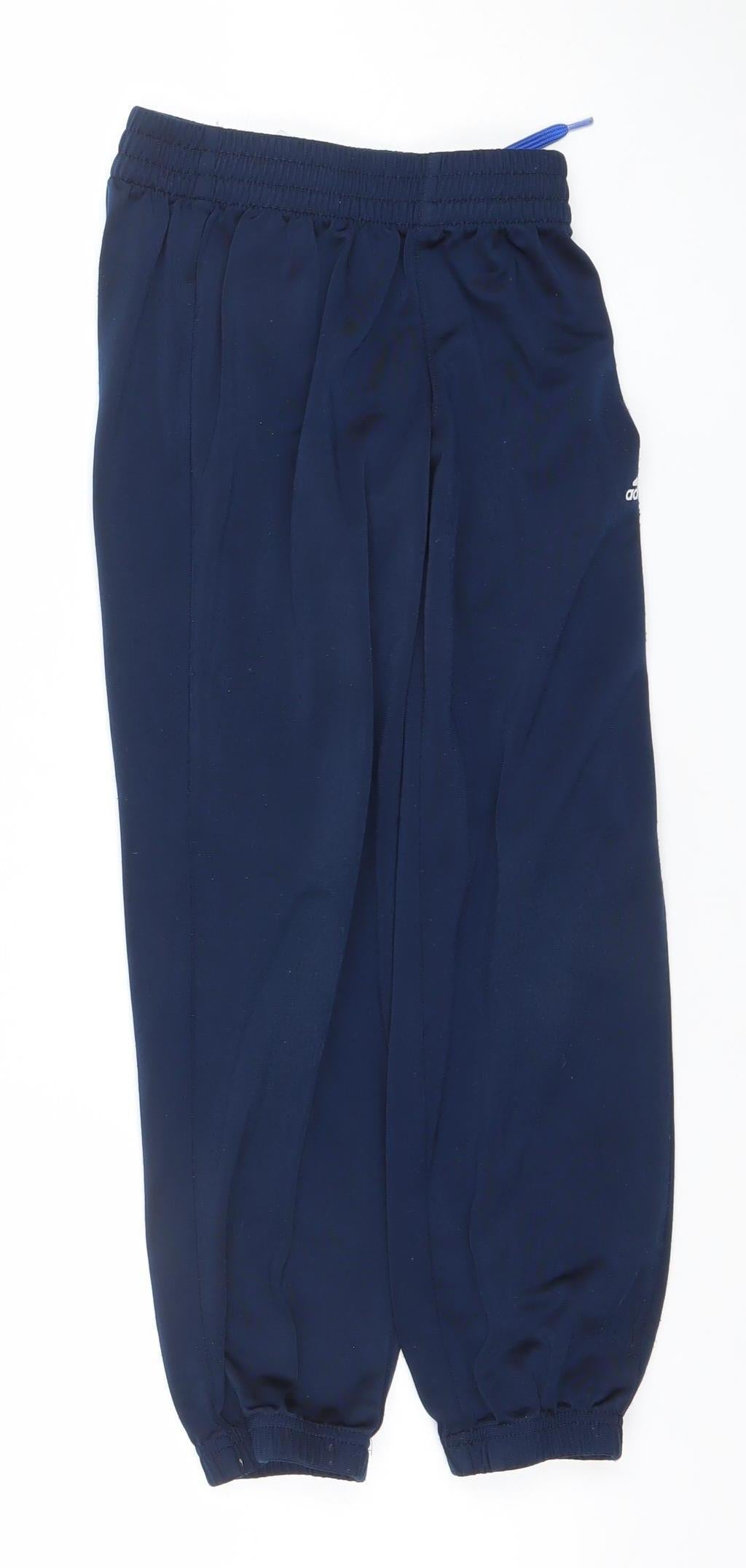 Adidas Boys Blue 7-8 Years Track Pants Quick Dry Elastic Waist Activewear
