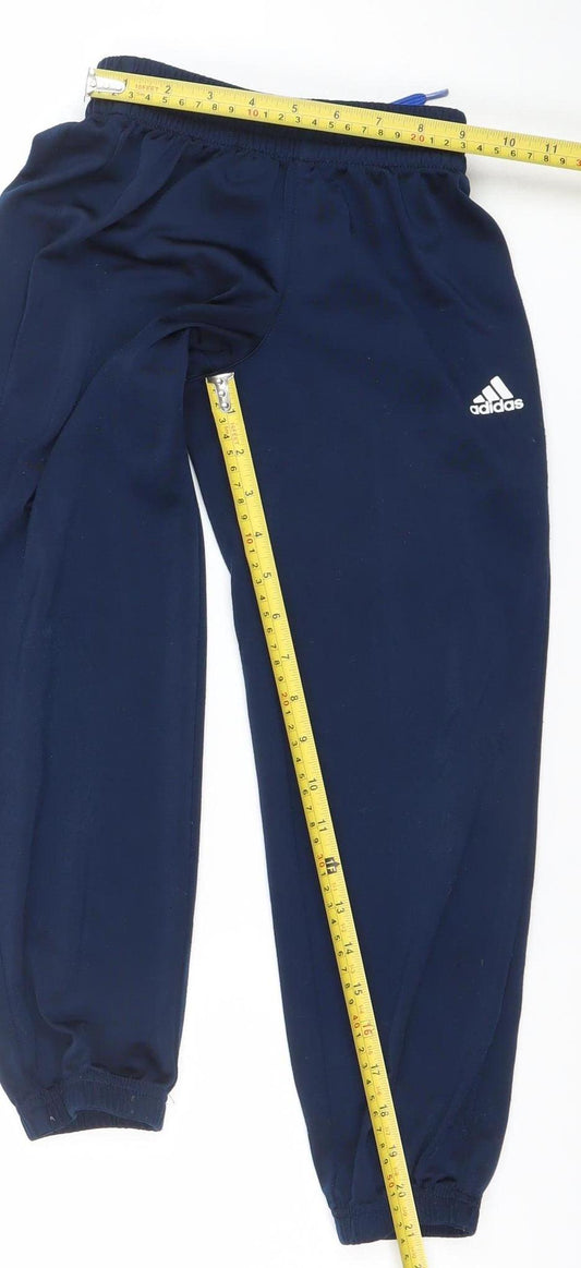 Adidas Boys Blue 7-8 Years Track Pants Quick Dry Elastic Waist Activewear