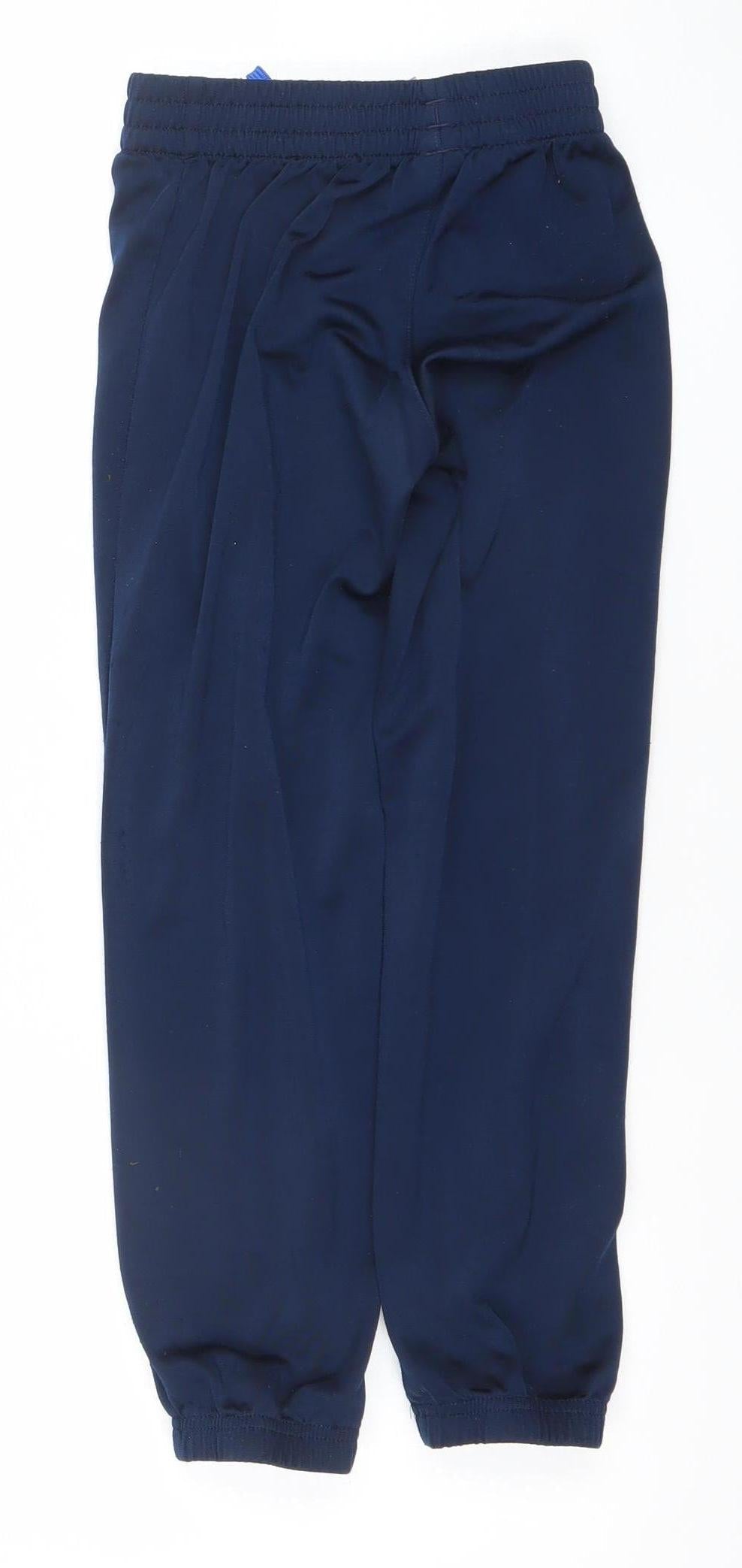 Adidas Boys Blue 7-8 Years Track Pants Quick Dry Elastic Waist Activewear