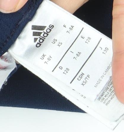 Adidas Boys Blue 7-8 Years Track Pants Quick Dry Elastic Waist Activewear