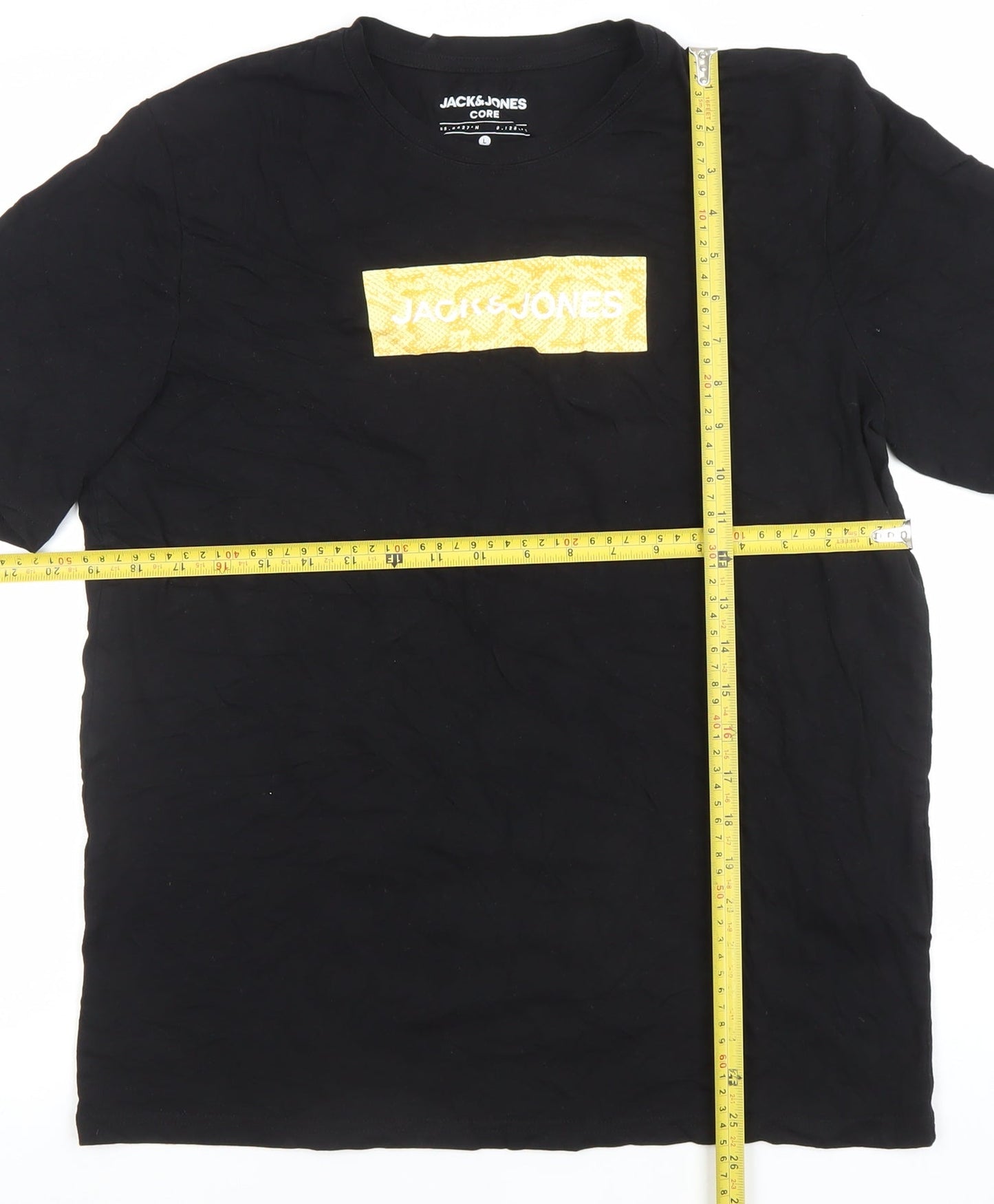 Mens UK Size L JACK & JONES Black  Cotton T-Shirt