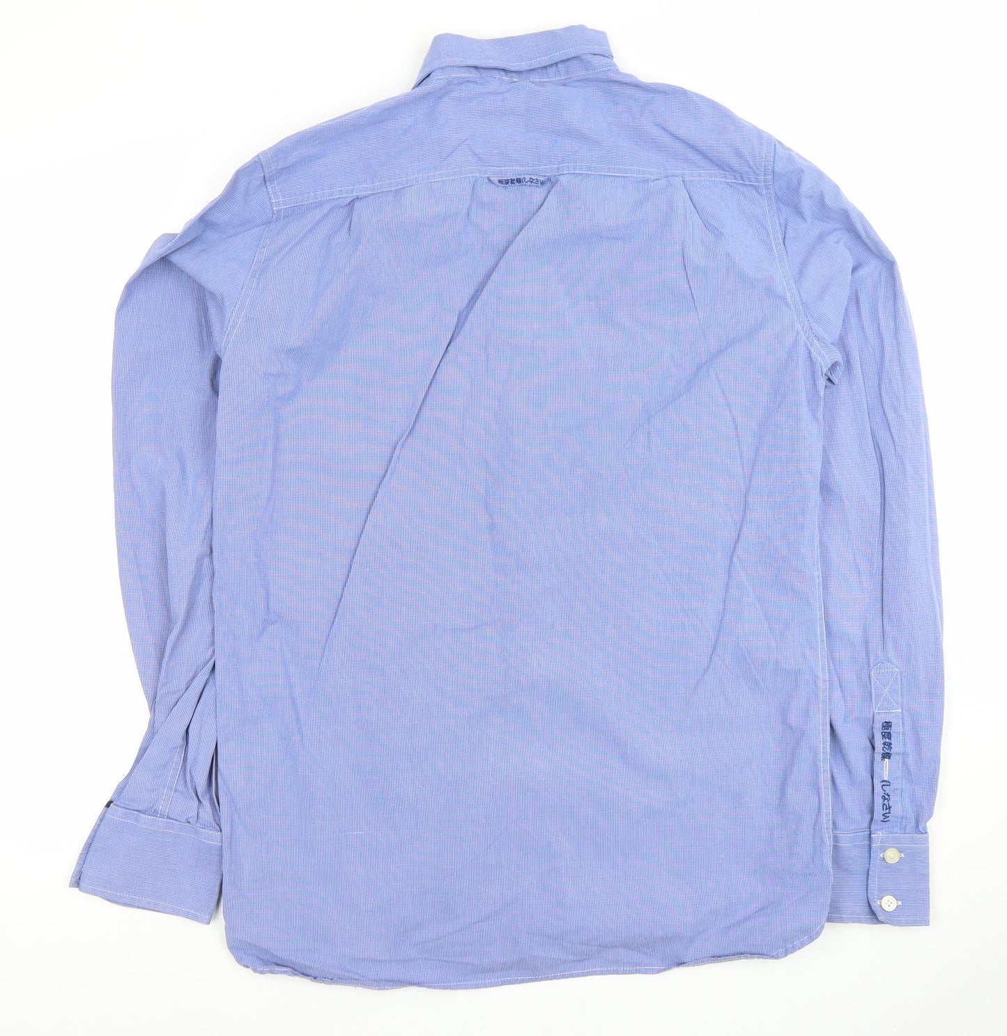 Superdry Men's Blue Cotton Long Sleeve Button-Up Shirt Large