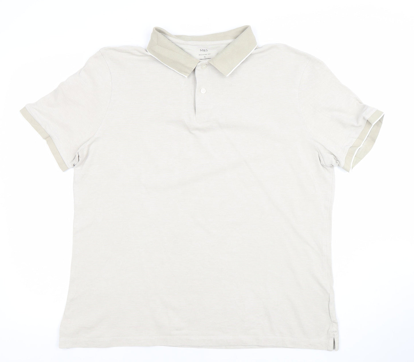Marks and Spencer Men’s Beige Regular Fit Cotton Polo Shirt XL