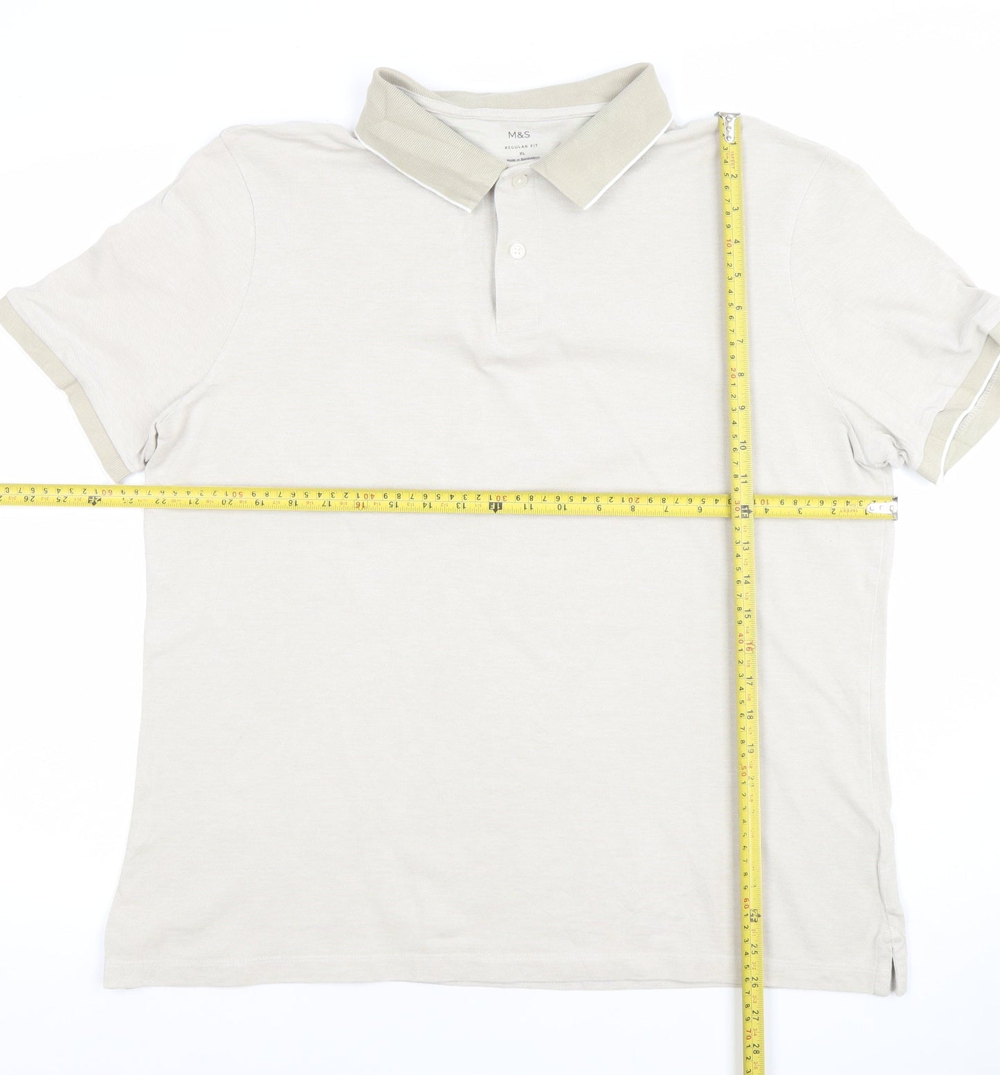 Marks and Spencer Men’s Beige Regular Fit Cotton Polo Shirt XL