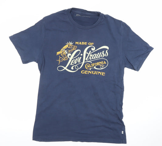 Levi's Men's Blue Medium Regular Fit Graphic Cotton T-Shirt