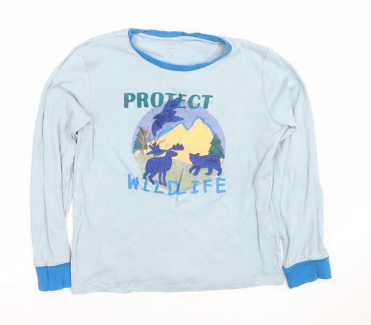 John Lewis Boys Blue Protect Wildlife Graphic Long Sleeve Cotton T-Shirt 10 Years