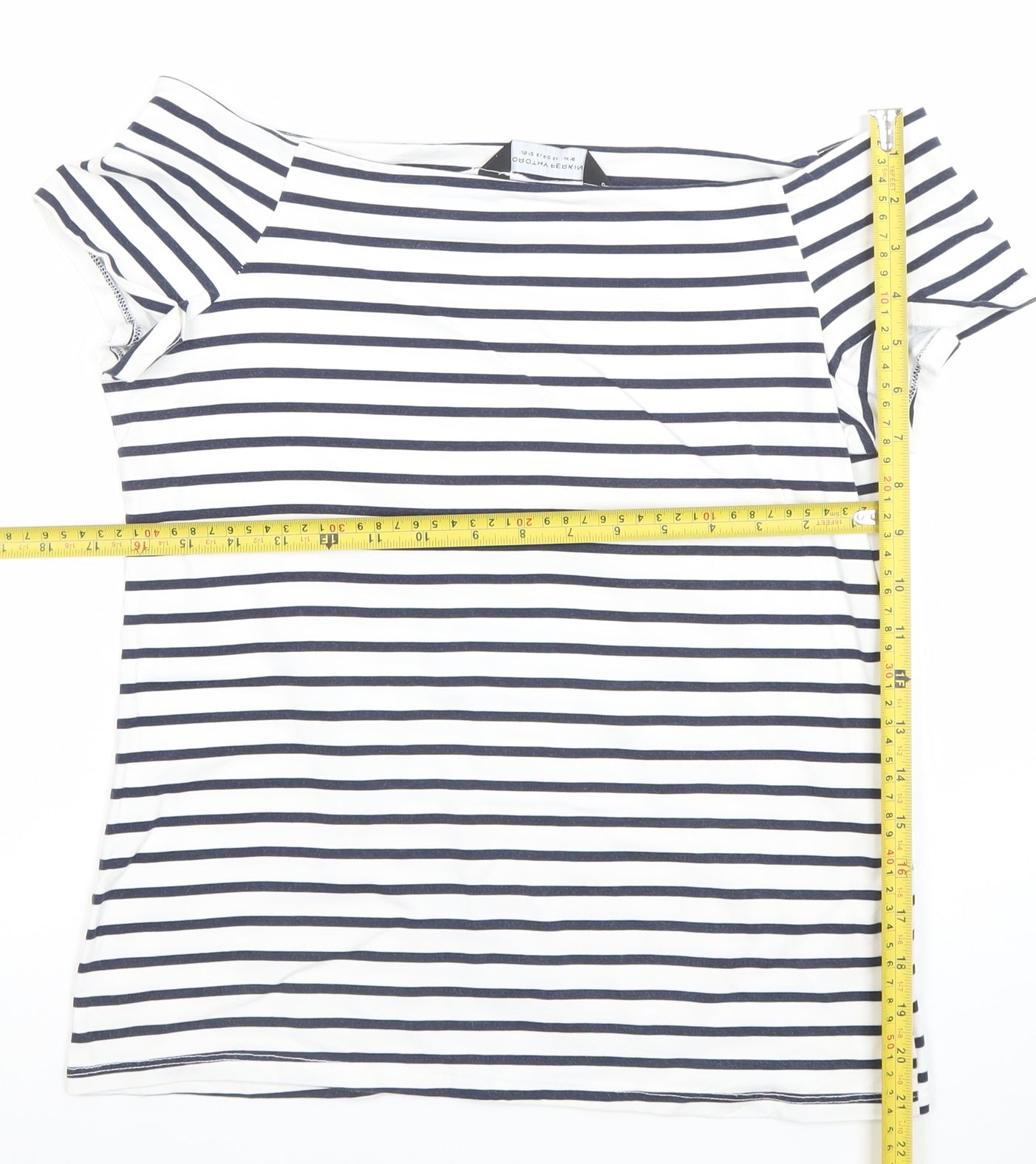 Dorothy Perkins Women’s White Navy Striped Boat Neck T-Shirt Size 16