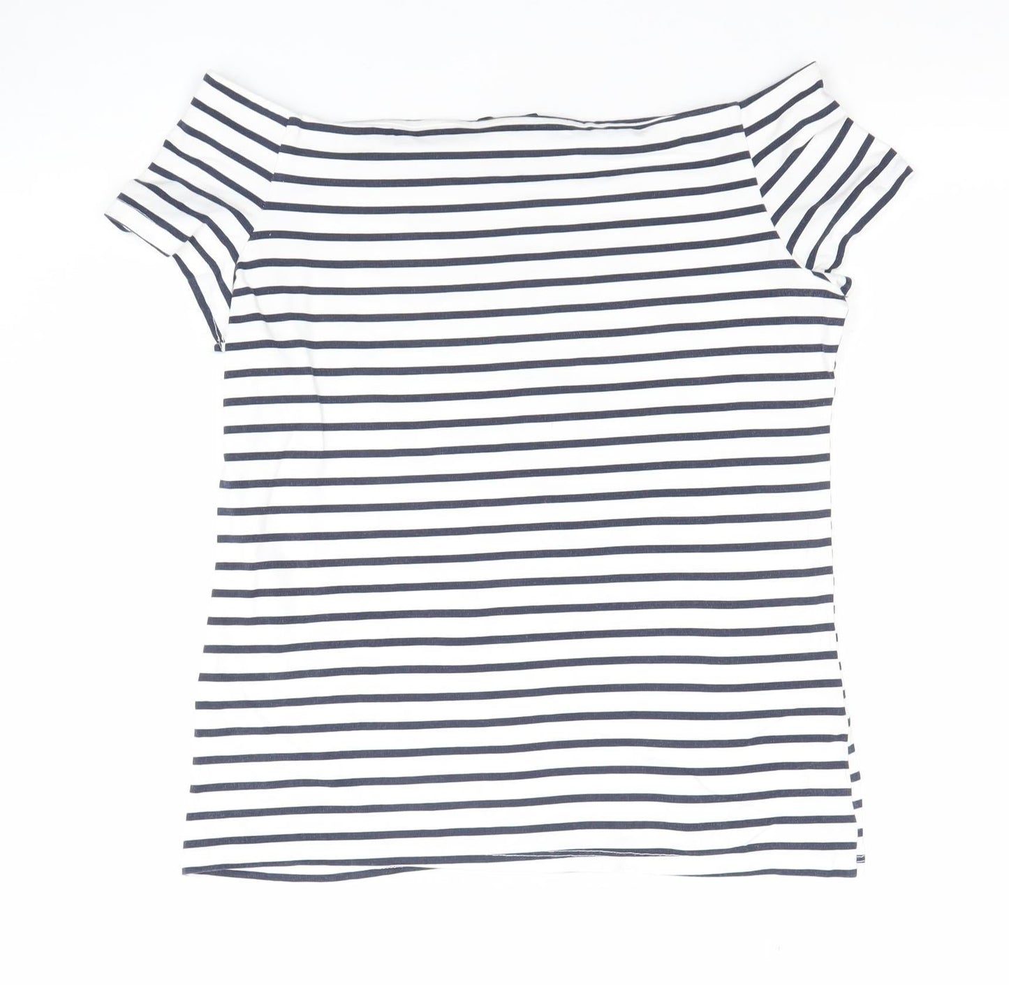 Dorothy Perkins Women’s White Navy Striped Boat Neck T-Shirt Size 16