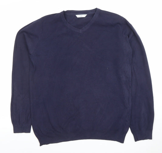 John Lewis Boys Navy Blue V-Neck Jumper 15/16 Years Cotton Blend Knit