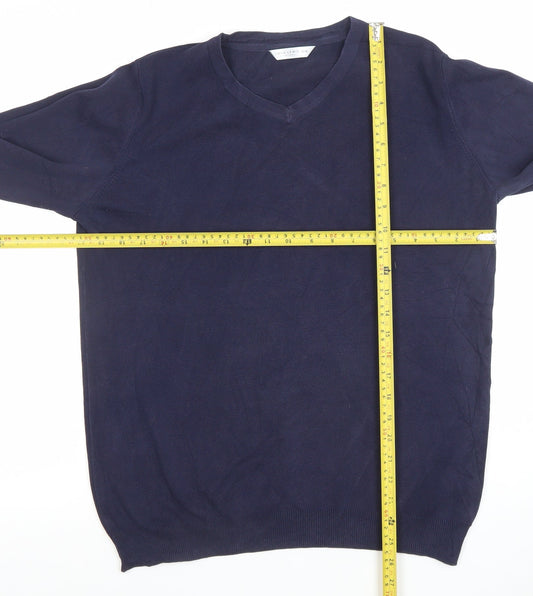 John Lewis Boys Navy Blue V-Neck Jumper 15/16 Years Cotton Blend Knit