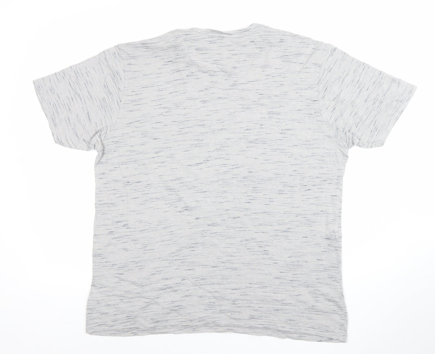 James Pringle Men’s Grey Striped Crew Neck Cotton Blend T-Shirt Size M