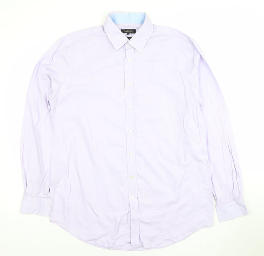 Jaeger Men's Purple 16.5in Regular Fit Cotton Long Sleeve Dress Shirt