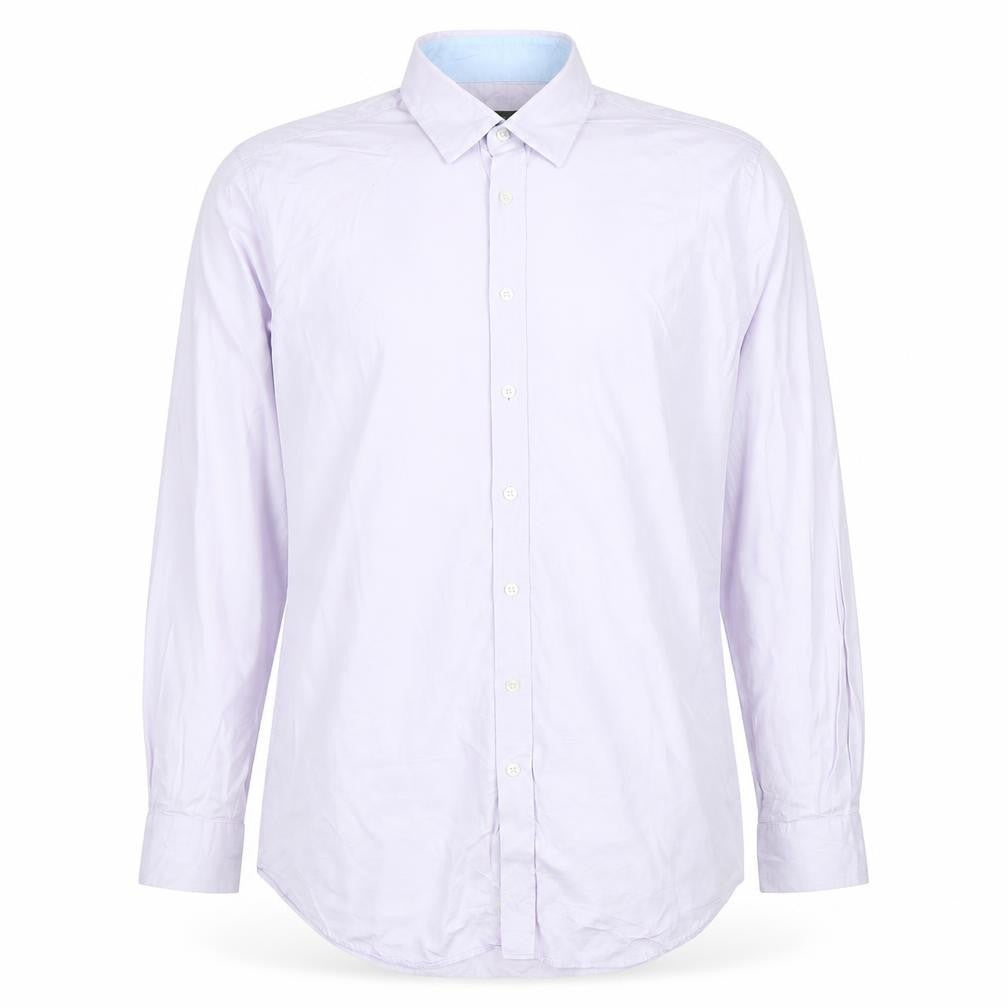 Front view of Jaeger Men's Purple 16.5in Regular Fit Cotton Long Sleeve Dress Shirt