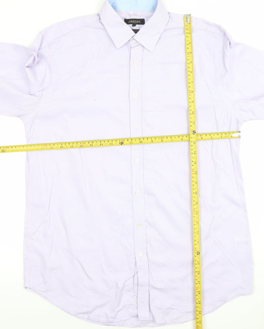 Jaeger Men's Purple 16.5in Regular Fit Cotton Long Sleeve Dress Shirt