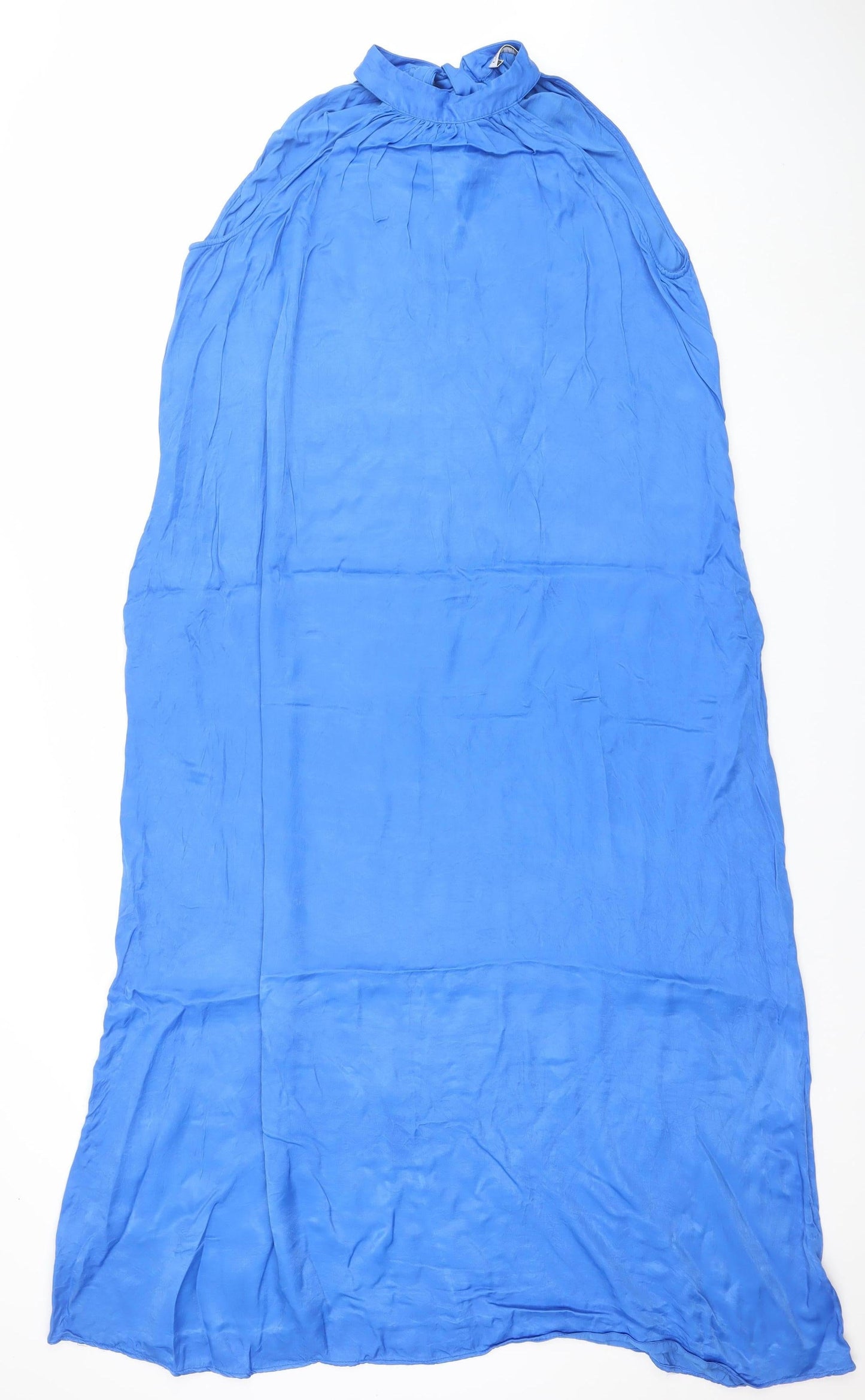 Gallery Women's Blue Halter Long Summer Dress Size M Viscose