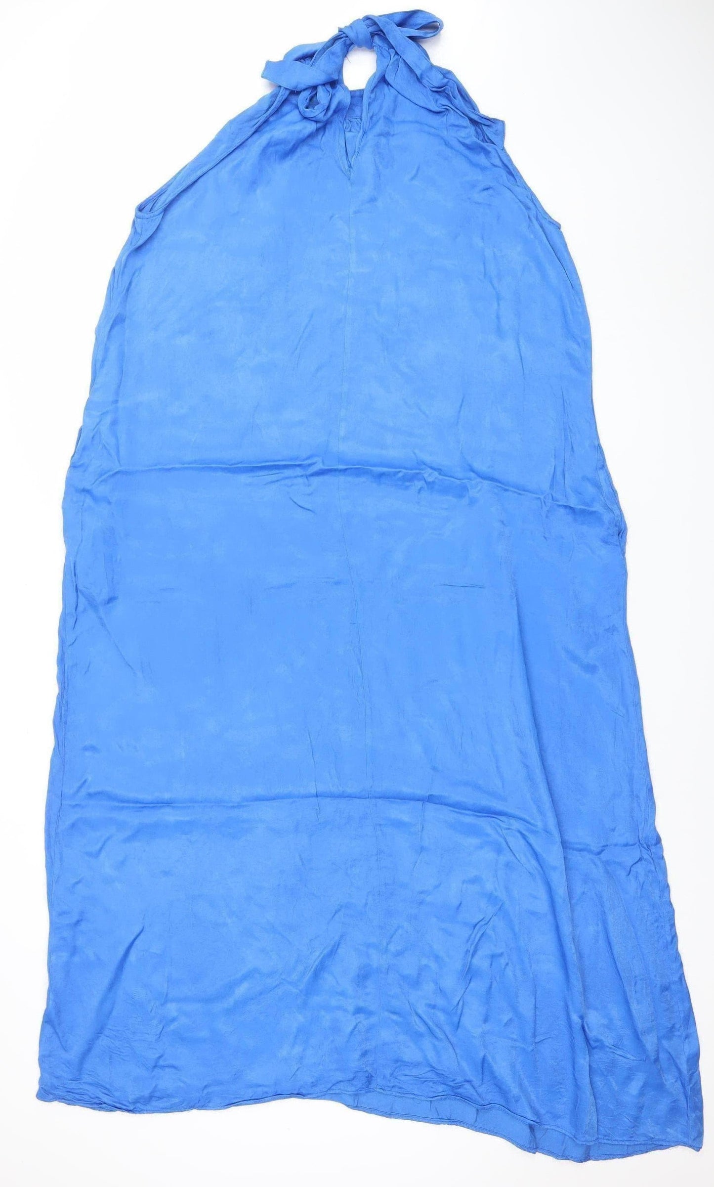 Gallery Women's Blue Halter Long Summer Dress Size M Viscose