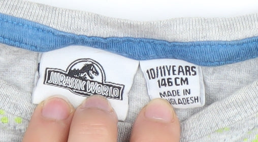 Jurassic World Boys Grey Dinosaur Print T-Shirt 10-11 Years