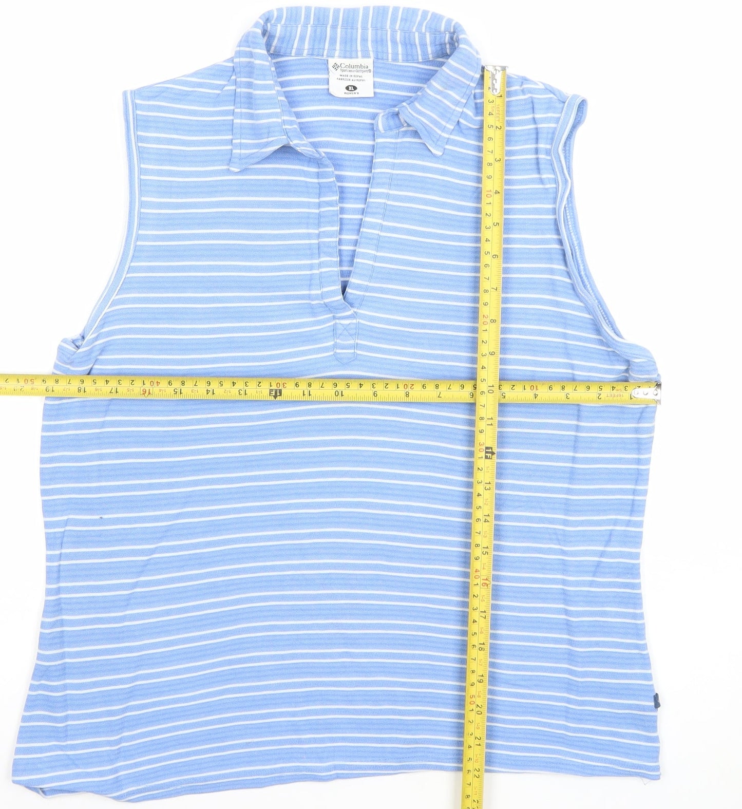 Womens UK Size XL Columbia Blue 100% Cotton Polo