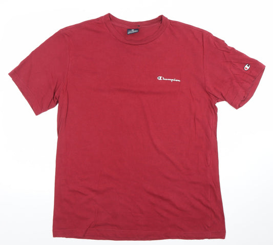 Champion Men's Red Crew Neck Short Sleeve T-Shirt Size L
