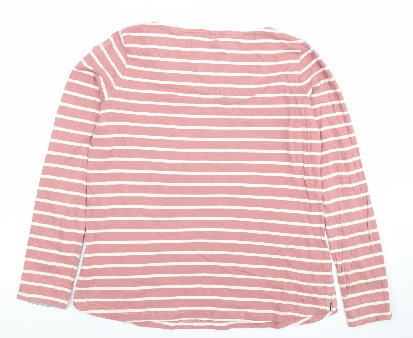 Mistral Womens Pink Striped Long Sleeve Cotton Jersey Top Size 12