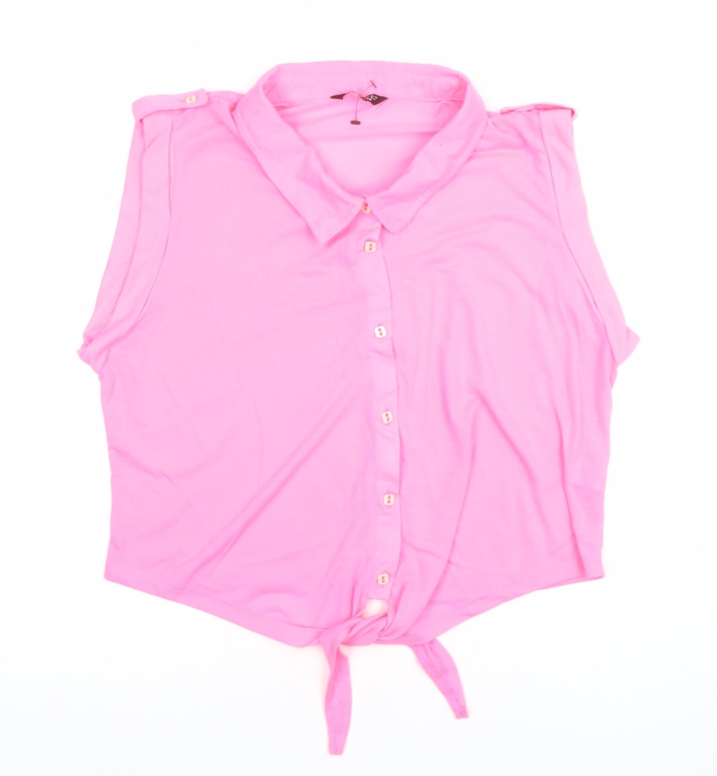 Select Women's Pink Sleeveless Collared Button-Up Top Size 18