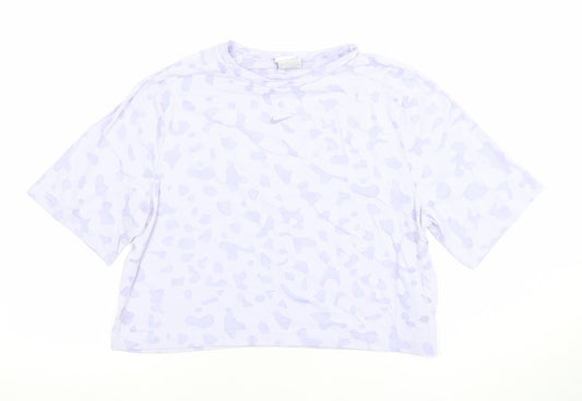 Nike Womens White Animal Print Cropped T-Shirt XL Relaxed Fit