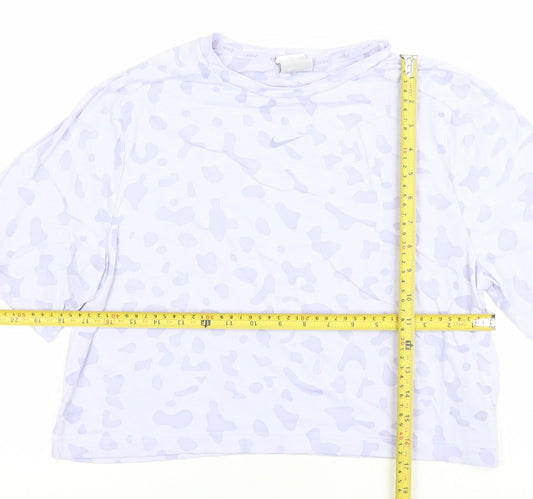 Nike Womens White Animal Print Cropped T-Shirt XL Relaxed Fit