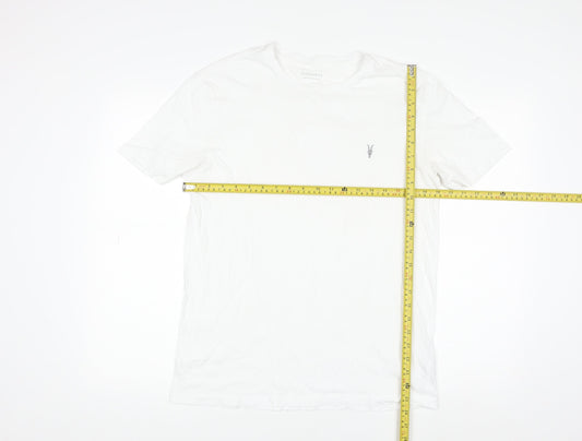 AllSaints Men's White Cotton Crew Neck Logo T-Shirt Size L
