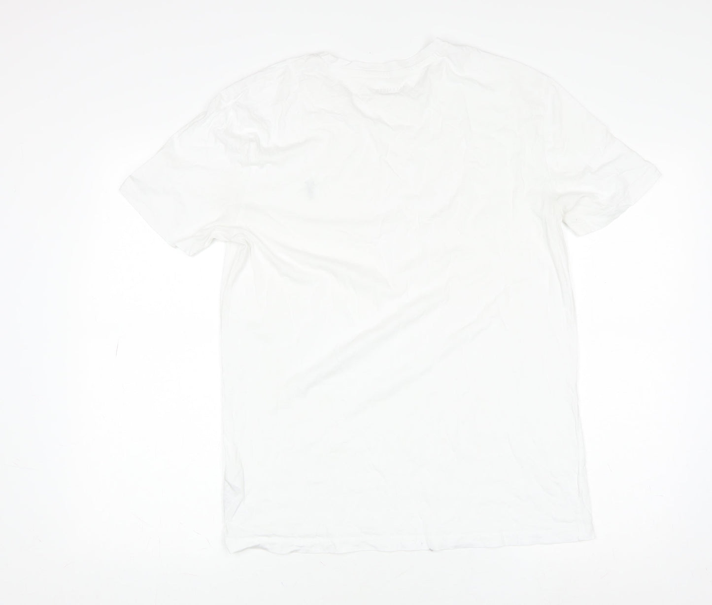 AllSaints Men's White Cotton Crew Neck Logo T-Shirt Size L