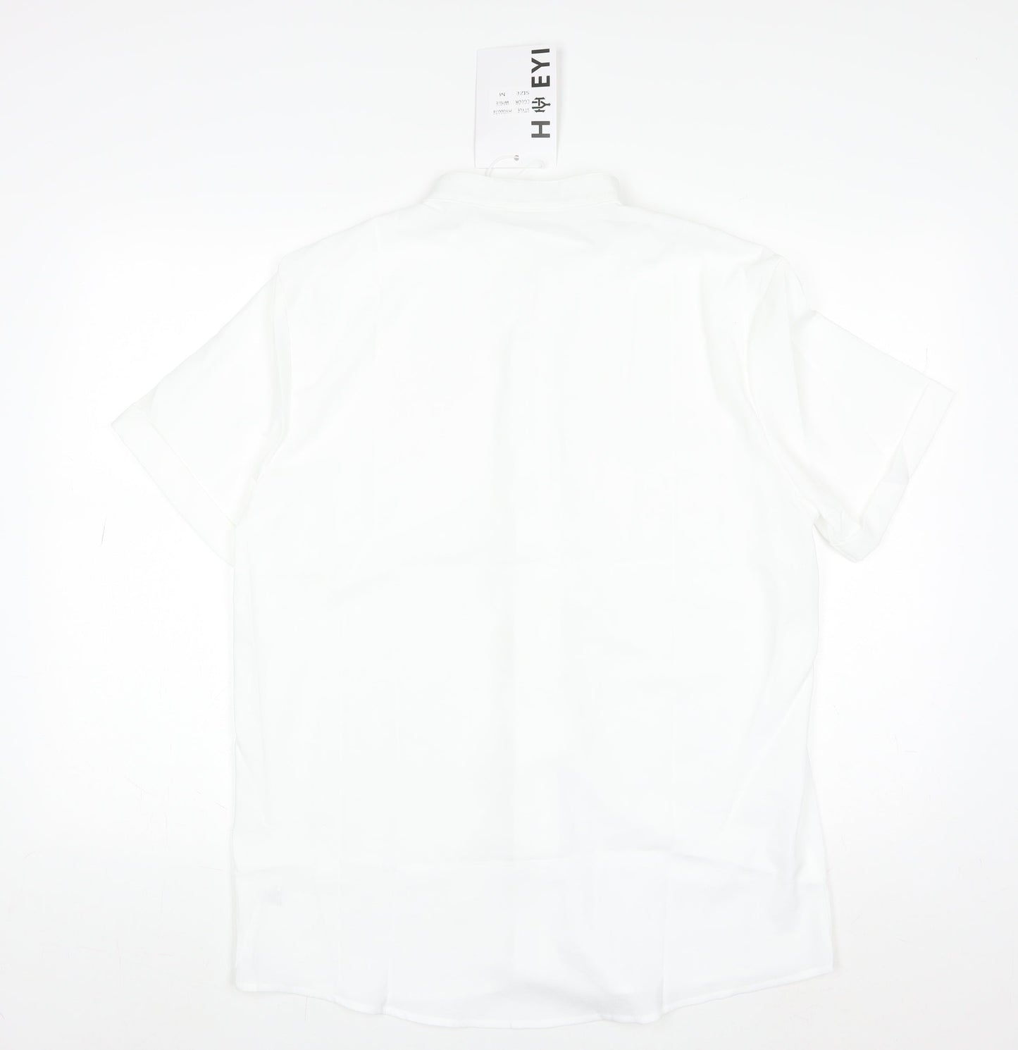 HYEYI Women's White Short Sleeve Button-Up Shirt Medium