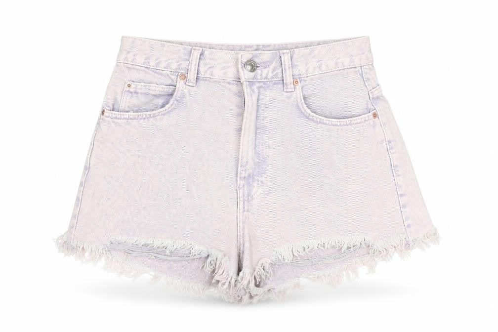 Pull & Bear Women Purple Size 6 High Rise Cut-Off Denim Shorts
