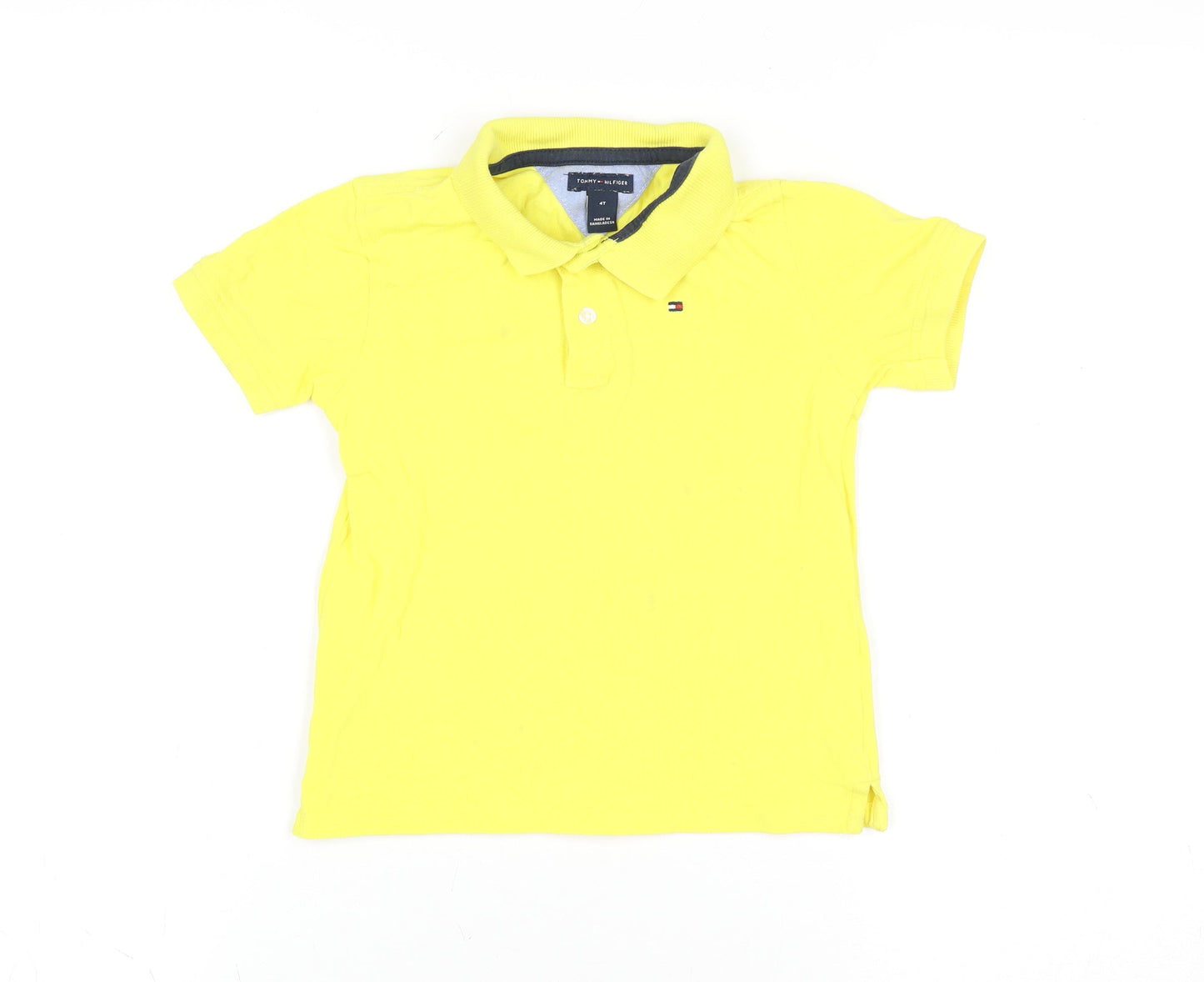 Tommy Hilfiger Teens Yellow Cotton Short Sleeve Polo Shirt Size 4