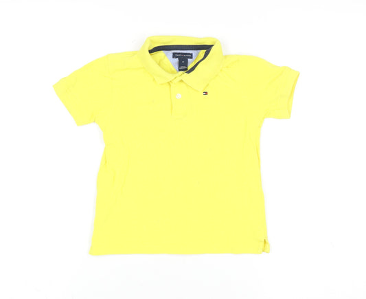Tommy Hilfiger Teens Yellow Cotton Short Sleeve Polo Shirt Size 4
