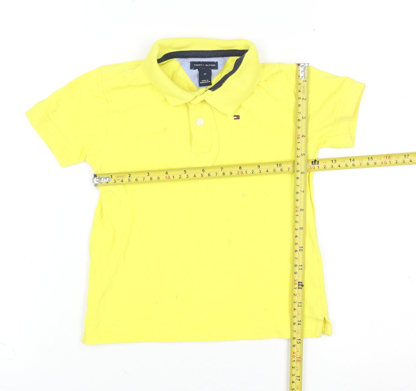 Tommy Hilfiger Teens Yellow Cotton Short Sleeve Polo Shirt Size 4