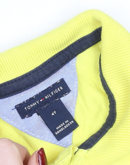 Tommy Hilfiger Teens Yellow Cotton Short Sleeve Polo Shirt Size 4