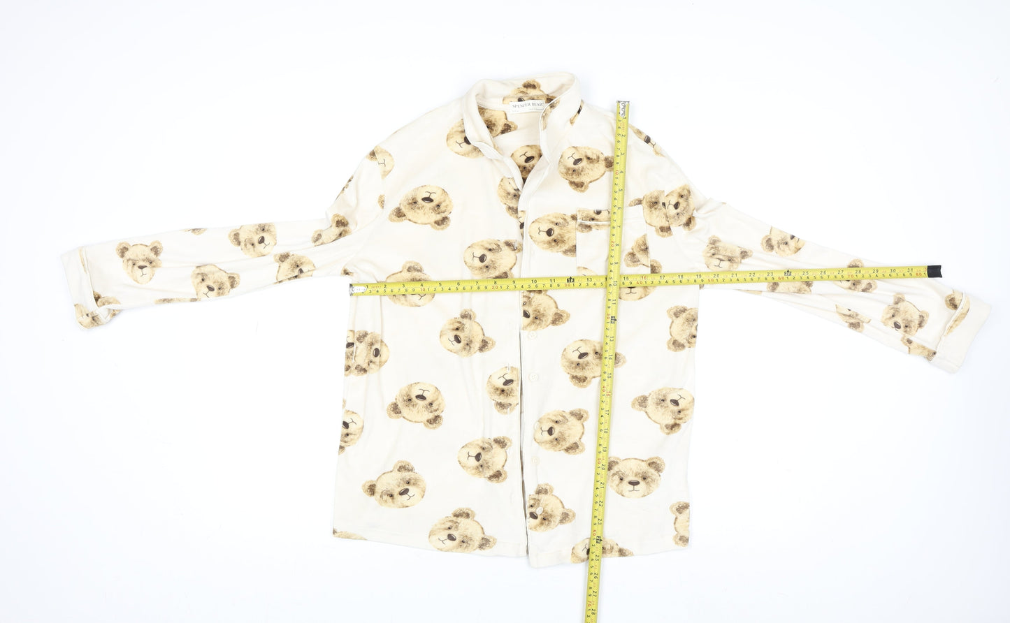 Marks and Spencer Girls Beige Teddy Bear Pyjama Set 13-14 Years Long Sleeve