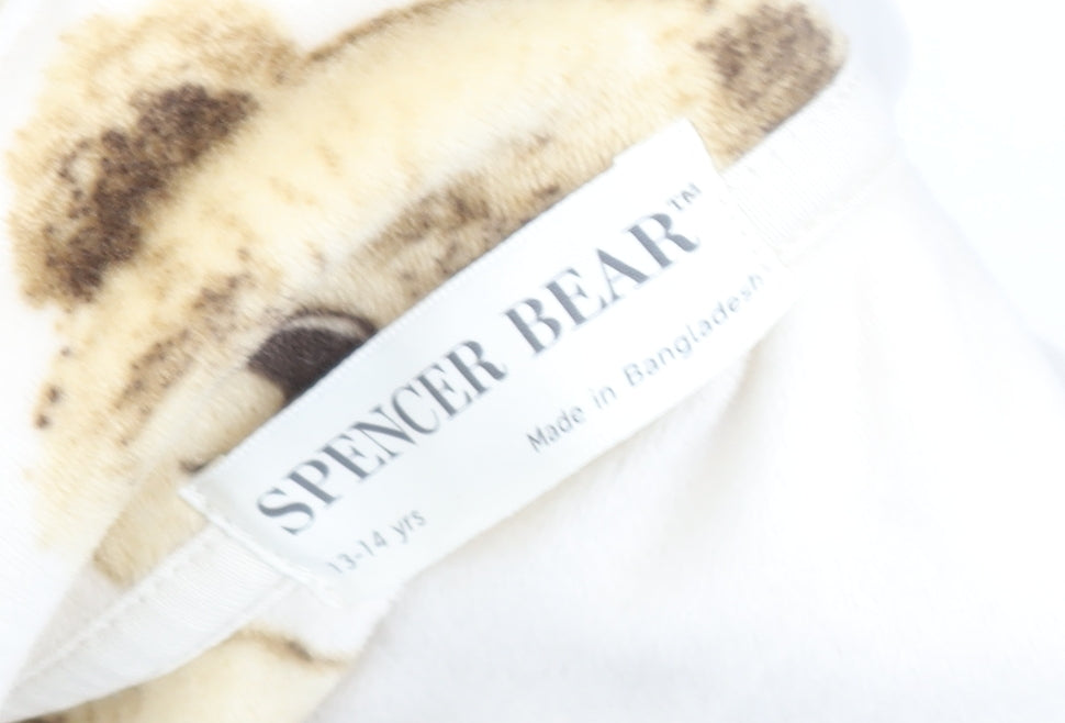 Marks and Spencer Girls Beige Teddy Bear Pyjama Set 13-14 Years Long Sleeve